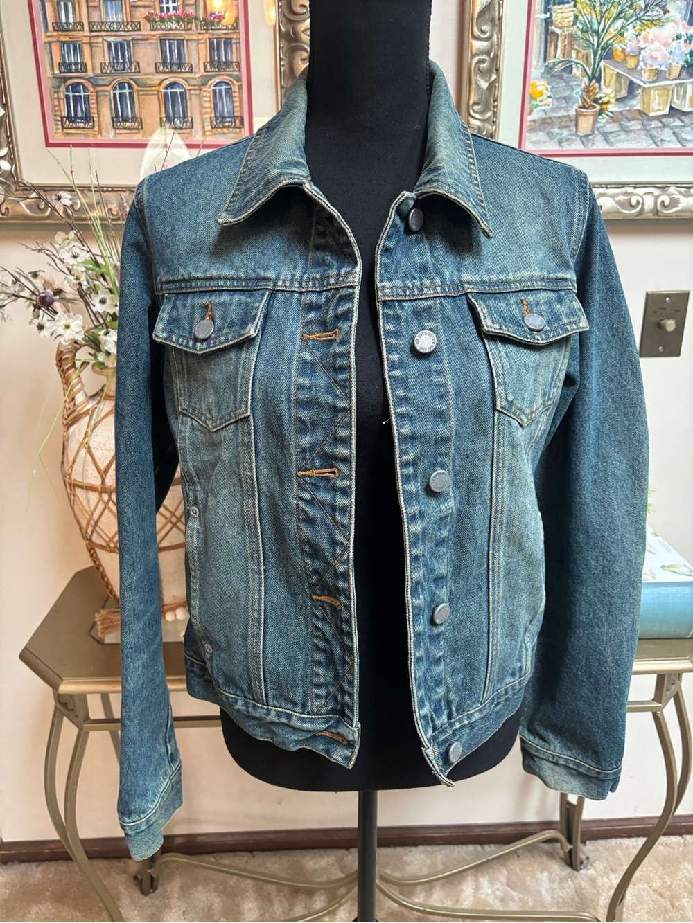 Y2K NY Jeans & Company Blue Denim Jean Jacket Vintage Classic Trucker Style SZ M